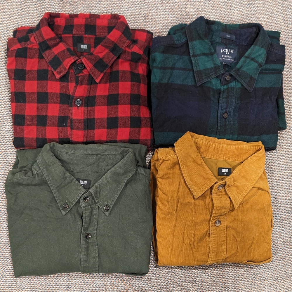 Lot of Uniqlo & J. Crew Flannels and Corduroy Shirts